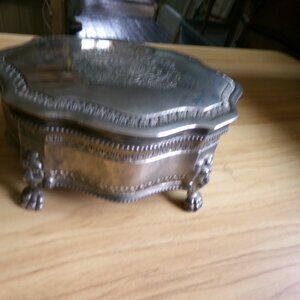 antique silver plate men's jewelry casket.